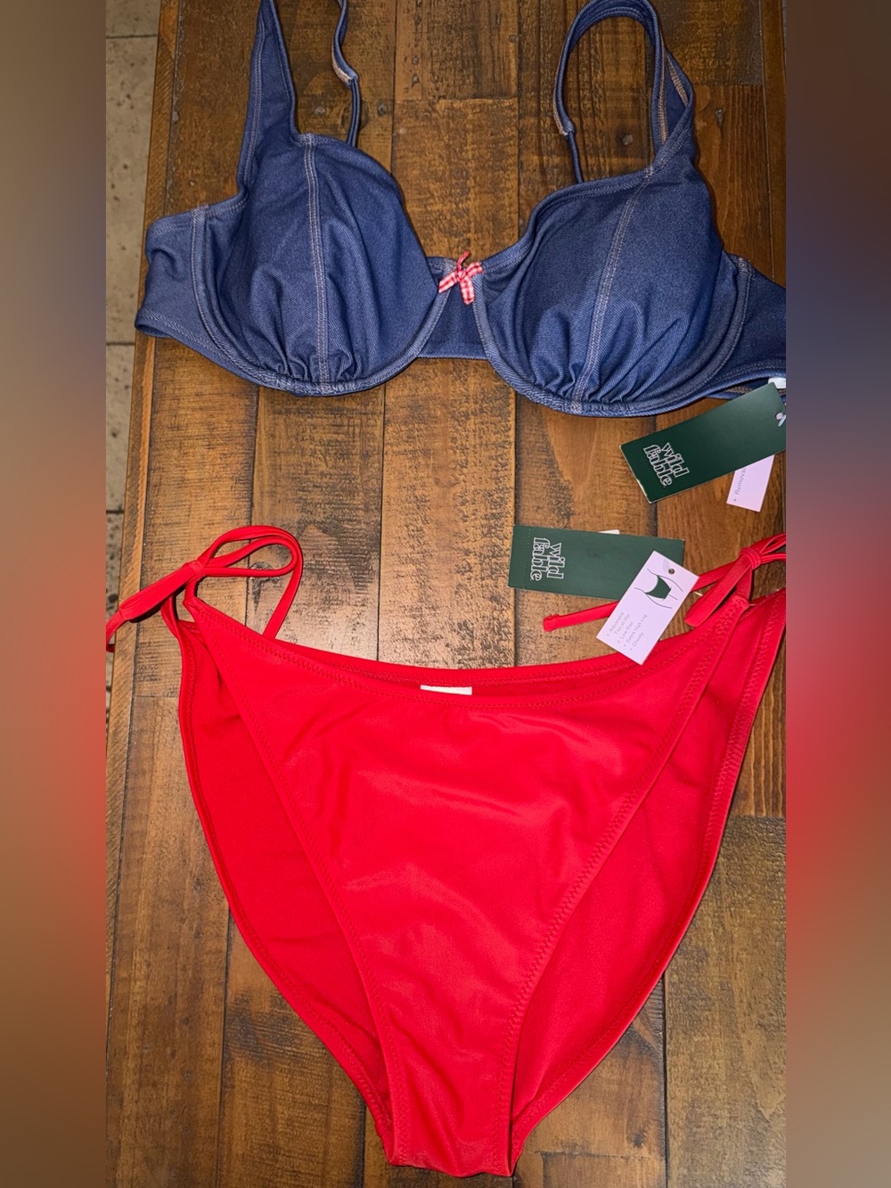Target Two-Piece Bikini Set in Navy and Red